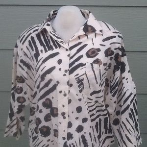 HOT STUFF 2X Shirt Blouse Animal Print Vintage Top